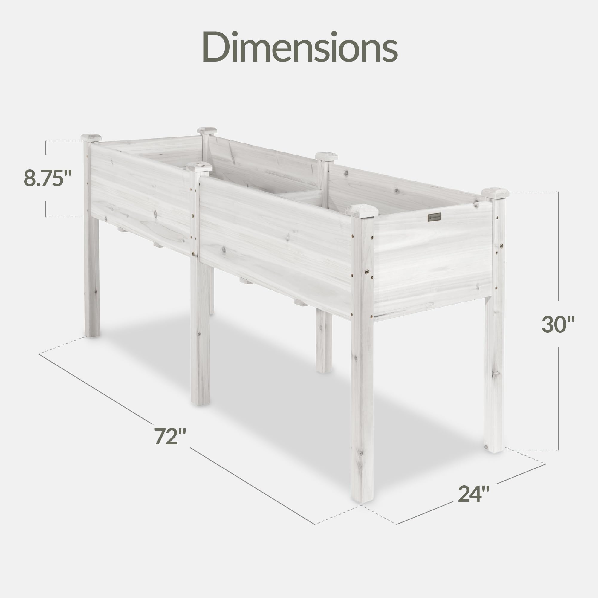 Best Choice Products 72x24x30in Raised Garden Bed, Elevated Wood Planter Box Stand for Backyard, Patio, Balcony w/Divider Panel, 6 Legs, 300lb Capacity - Natural