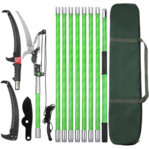 27 Feet Tree Pole Pruner Manual Branches Trimmer Tree Branch Garden Tools Loppers Hand Pole Saws Extendable Height Adustable System for Sawing and Shearing