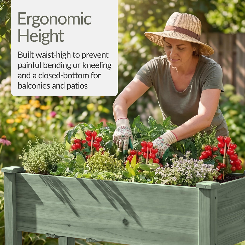 Best Choice Products 72x24x30in Raised Garden Bed, Elevated Wood Planter Box Stand for Backyard, Patio, Balcony w/Divider Panel, 6 Legs, 300lb Capacity - Natural