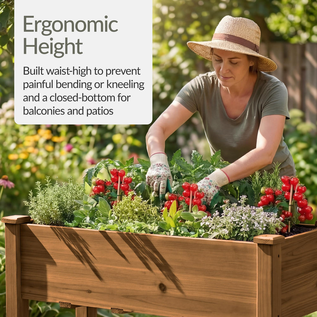 Best Choice Products 72x24x30in Raised Garden Bed, Elevated Wood Planter Box Stand for Backyard, Patio, Balcony w/Divider Panel, 6 Legs, 300lb Capacity - Natural