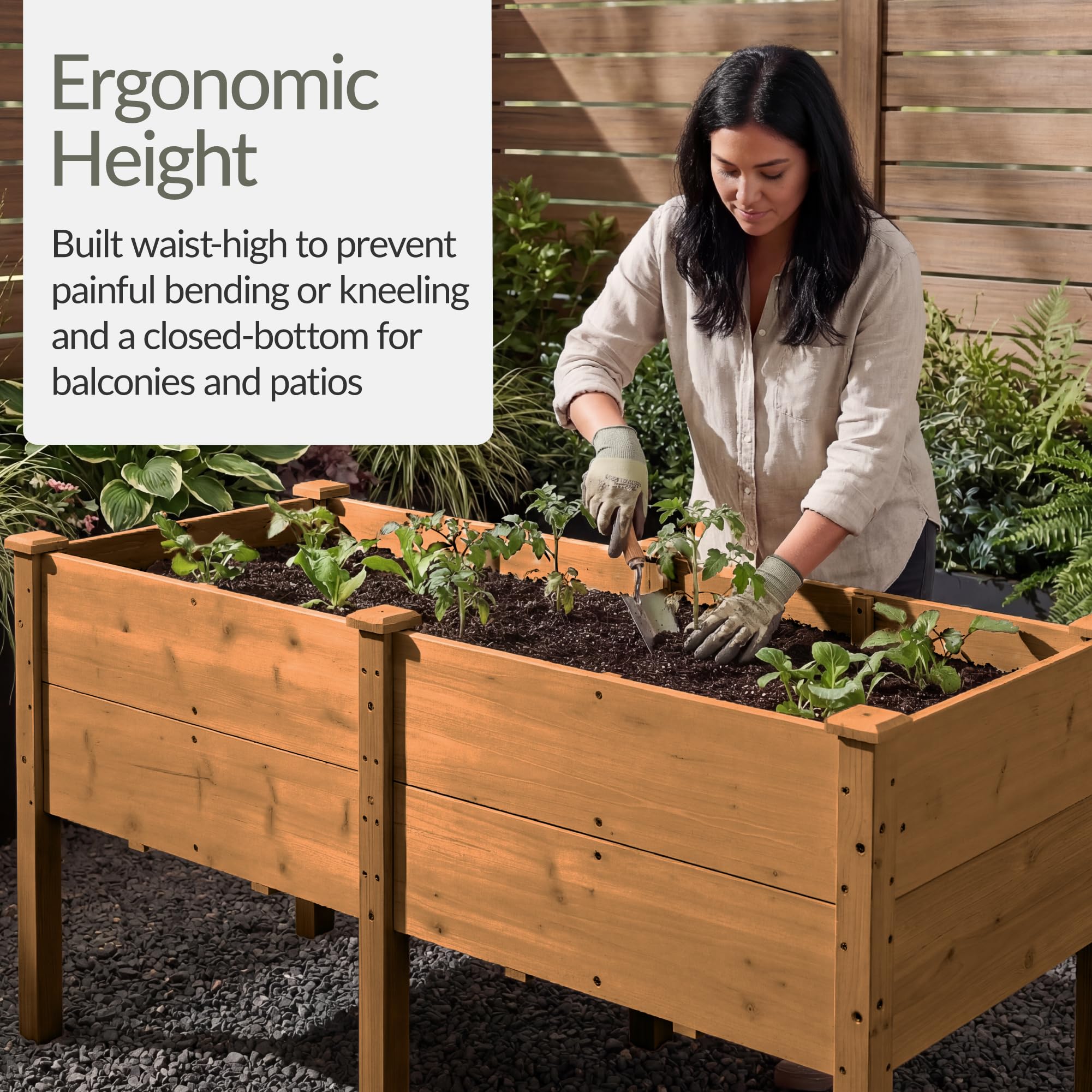 Best Choice Products 72x24x30in Raised Garden Bed, Elevated Wood Planter Box Stand for Backyard, Patio, Balcony w/Divider Panel, 6 Legs, 300lb Capacity - Natural