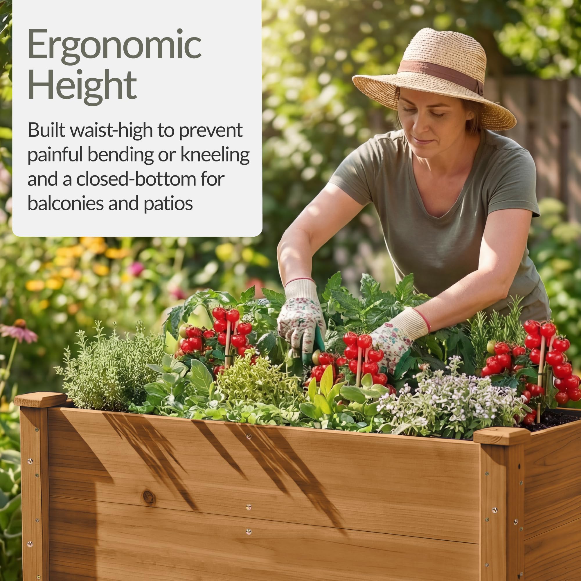 Best Choice Products 72x24x30in Raised Garden Bed, Elevated Wood Planter Box Stand for Backyard, Patio, Balcony w/Divider Panel, 6 Legs, 300lb Capacity - Natural