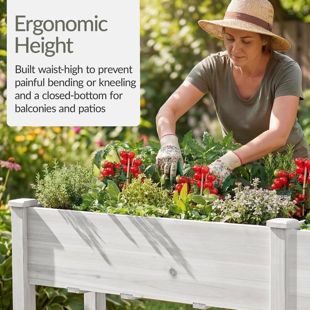 Best Choice Products 72x24x30in Raised Garden Bed, Elevated Wood Planter Box Stand for Backyard, Patio, Balcony w/Divider Panel, 6 Legs, 300lb Capacity - Natural