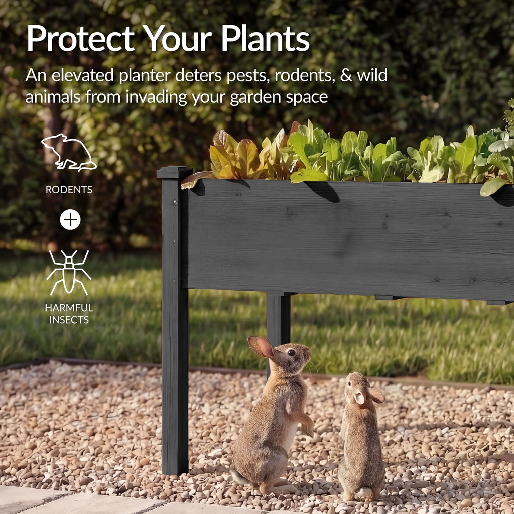 Best Choice Products 72x24x30in Raised Garden Bed, Elevated Wood Planter Box Stand for Backyard, Patio, Balcony w/Divider Panel, 6 Legs, 300lb Capacity - Natural