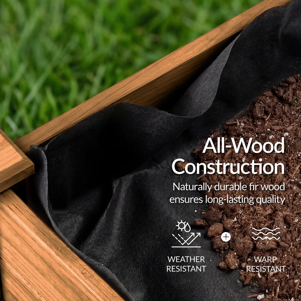 Best Choice Products 72x24x30in Raised Garden Bed, Elevated Wood Planter Box Stand for Backyard, Patio, Balcony w/Divider Panel, 6 Legs, 300lb Capacity - Natural