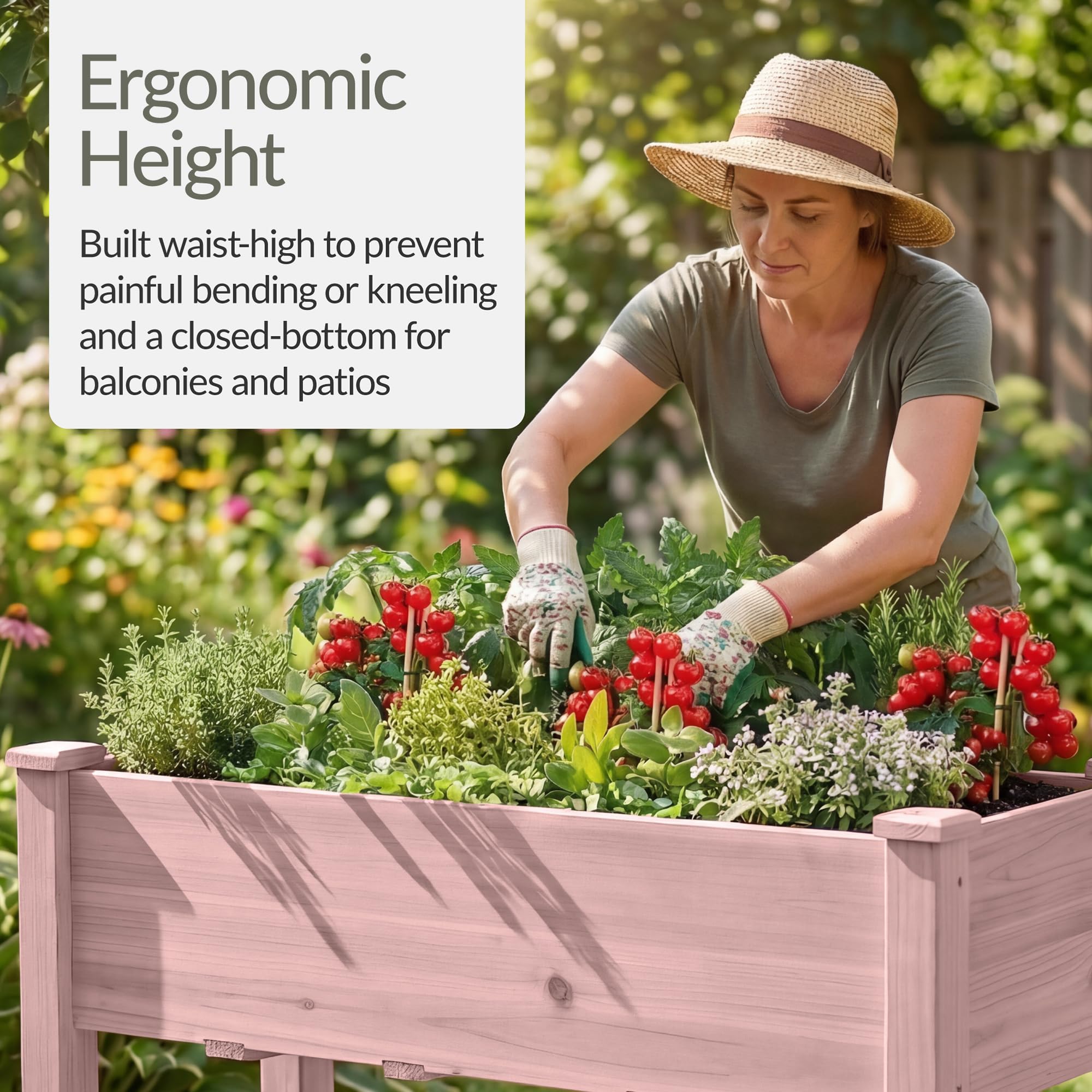 Best Choice Products 72x24x30in Raised Garden Bed, Elevated Wood Planter Box Stand for Backyard, Patio, Balcony w/Divider Panel, 6 Legs, 300lb Capacity - Natural