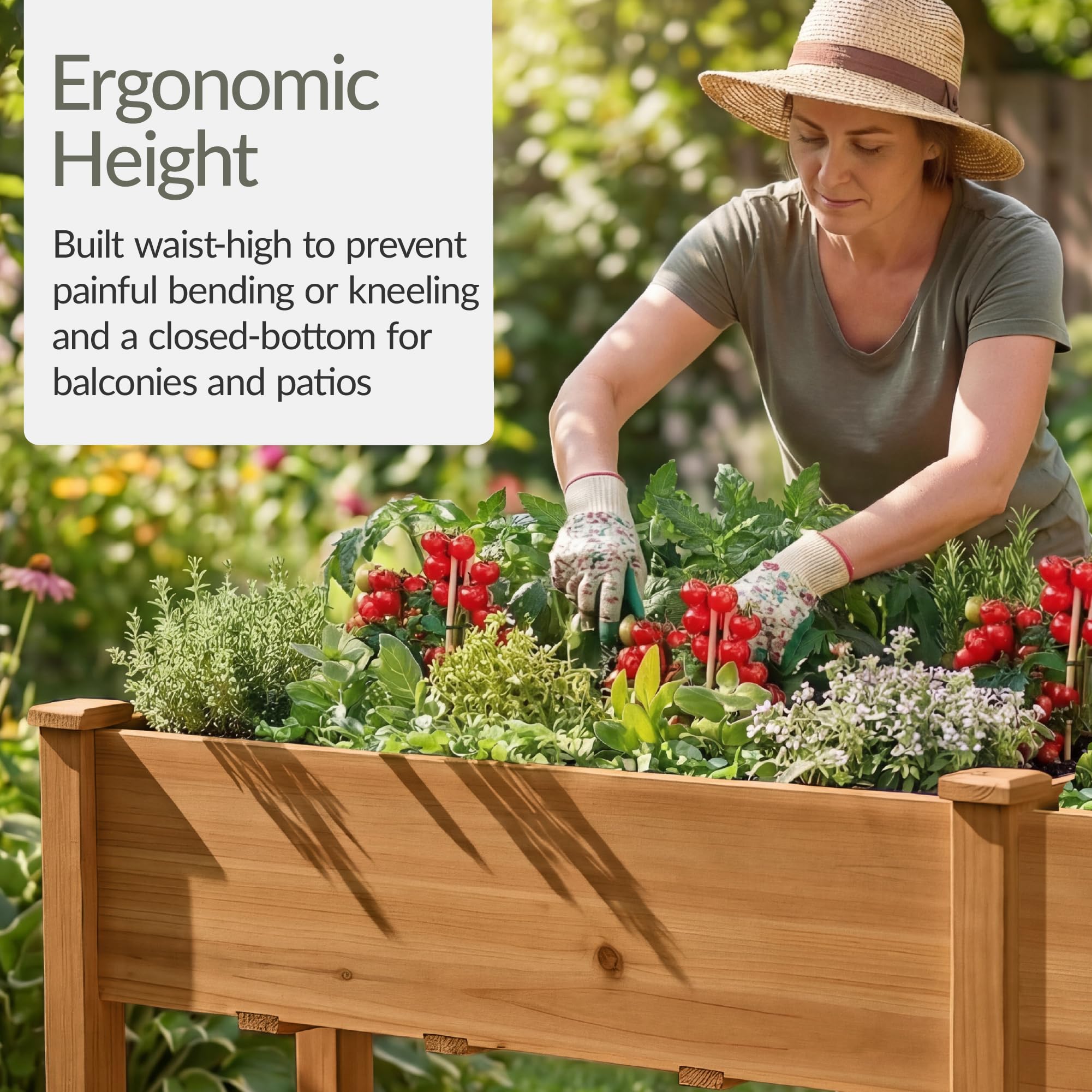 Best Choice Products 72x24x30in Raised Garden Bed, Elevated Wood Planter Box Stand for Backyard, Patio, Balcony w/Divider Panel, 6 Legs, 300lb Capacity - Natural