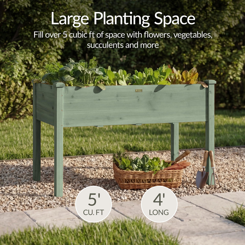 Best Choice Products 72x24x30in Raised Garden Bed, Elevated Wood Planter Box Stand for Backyard, Patio, Balcony w/Divider Panel, 6 Legs, 300lb Capacity - Natural