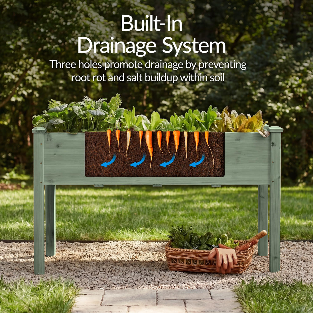 Best Choice Products 72x24x30in Raised Garden Bed, Elevated Wood Planter Box Stand for Backyard, Patio, Balcony w/Divider Panel, 6 Legs, 300lb Capacity - Natural