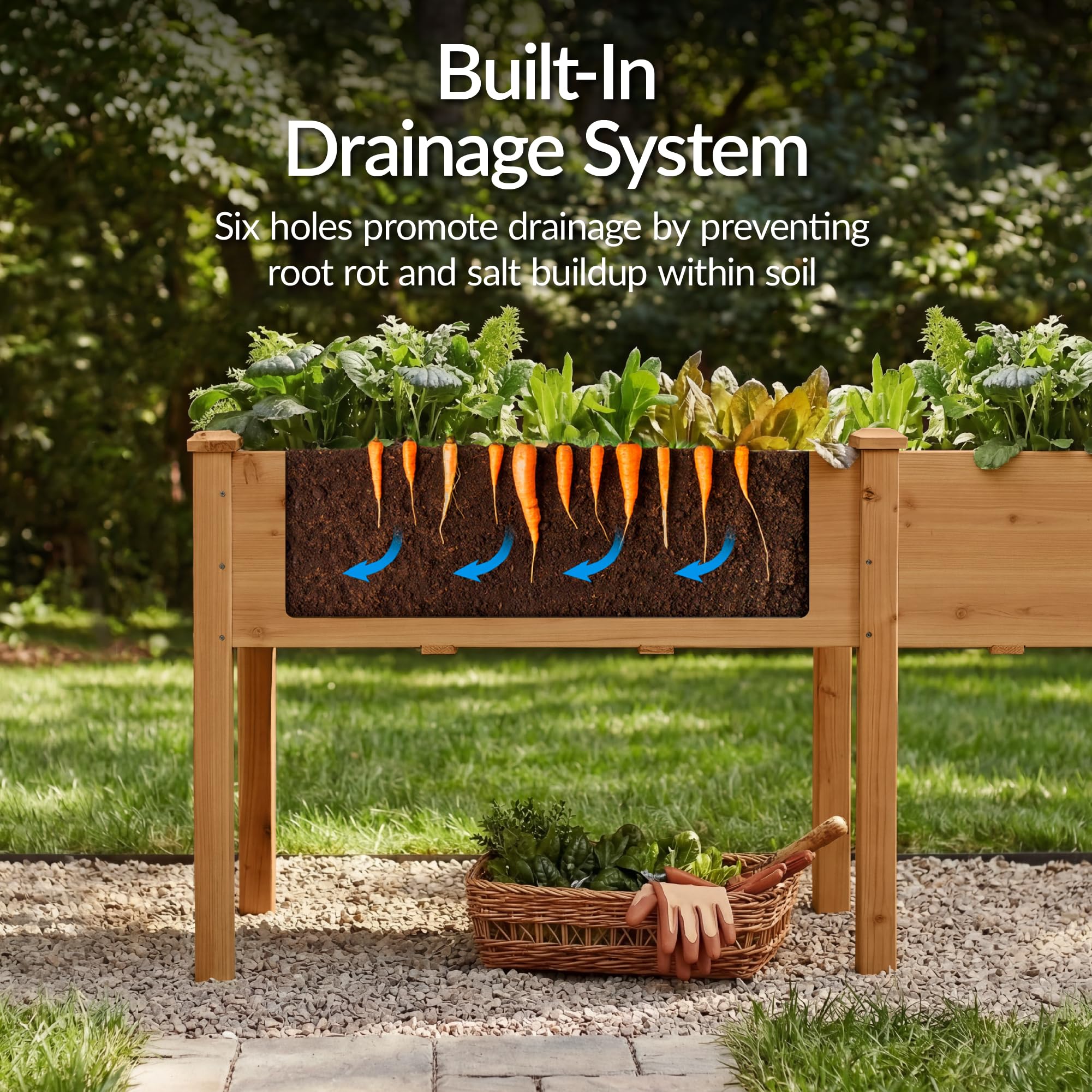 Best Choice Products 72x24x30in Raised Garden Bed, Elevated Wood Planter Box Stand for Backyard, Patio, Balcony w/Divider Panel, 6 Legs, 300lb Capacity - Natural