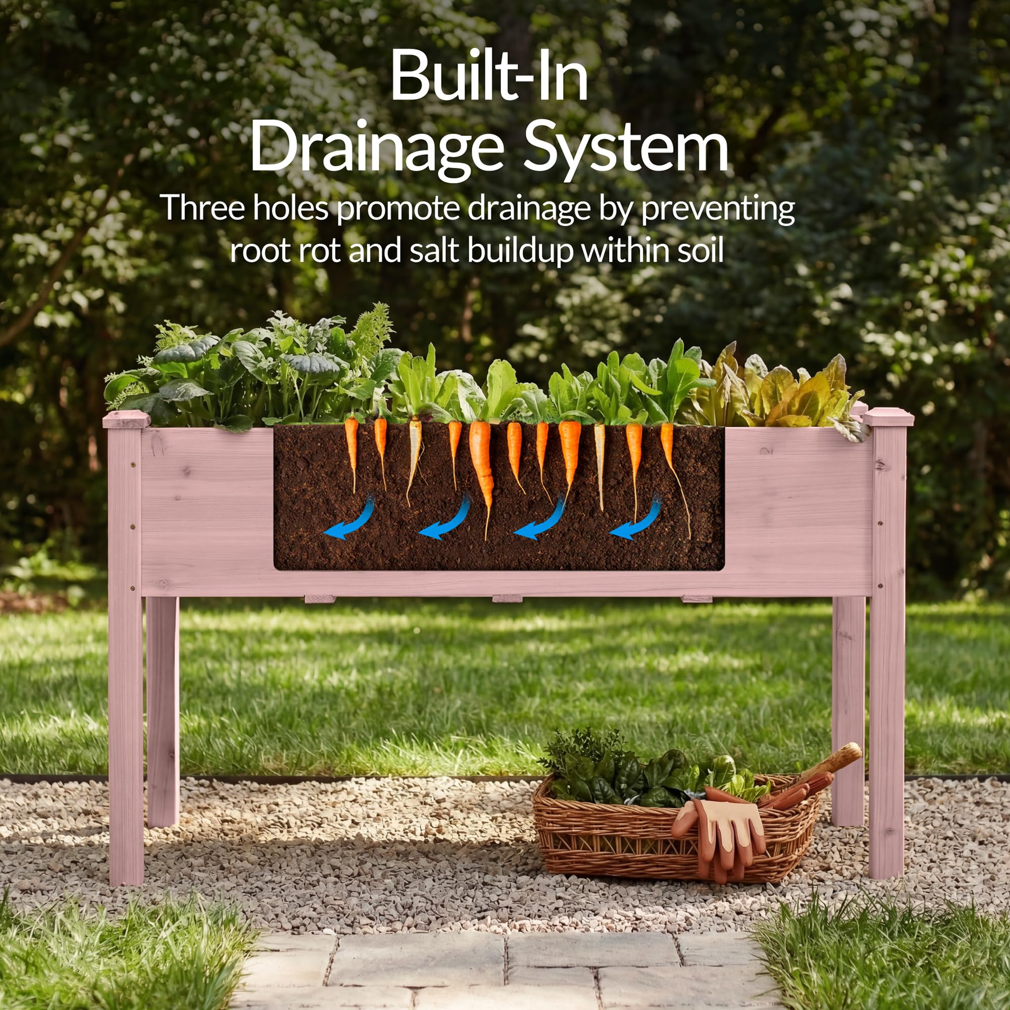 Best Choice Products 72x24x30in Raised Garden Bed, Elevated Wood Planter Box Stand for Backyard, Patio, Balcony w/Divider Panel, 6 Legs, 300lb Capacity - Natural