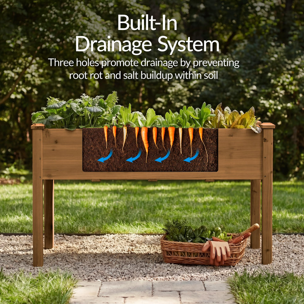 Best Choice Products 72x24x30in Raised Garden Bed, Elevated Wood Planter Box Stand for Backyard, Patio, Balcony w/Divider Panel, 6 Legs, 300lb Capacity - Natural