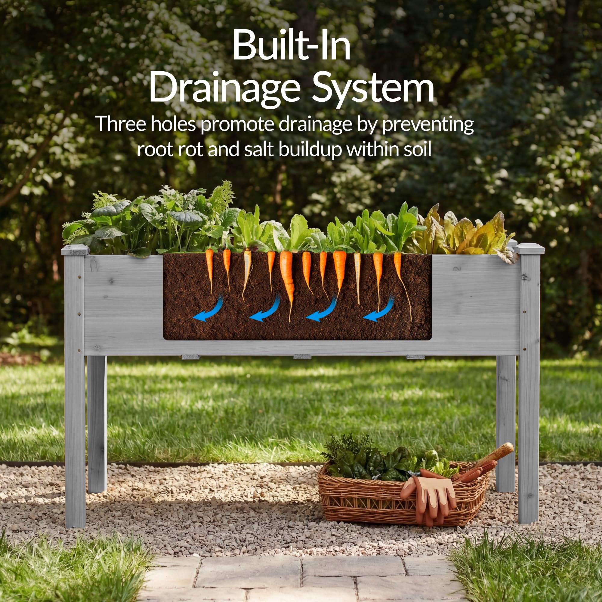 Best Choice Products 72x24x30in Raised Garden Bed, Elevated Wood Planter Box Stand for Backyard, Patio, Balcony w/Divider Panel, 6 Legs, 300lb Capacity - Natural